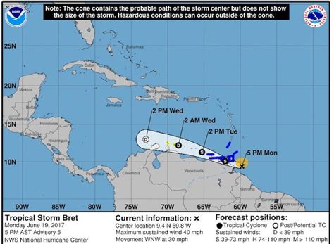 Tropical Storm Bret forms in Atlantic Ocean; possible hurricane threat to Caribbean islands